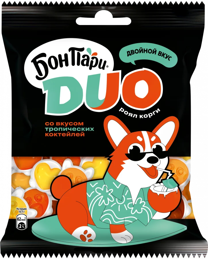БОН ПАРИ® ДУО. Роял корги. Со вкусом тропических коктейлей. Мармелад жевательный.