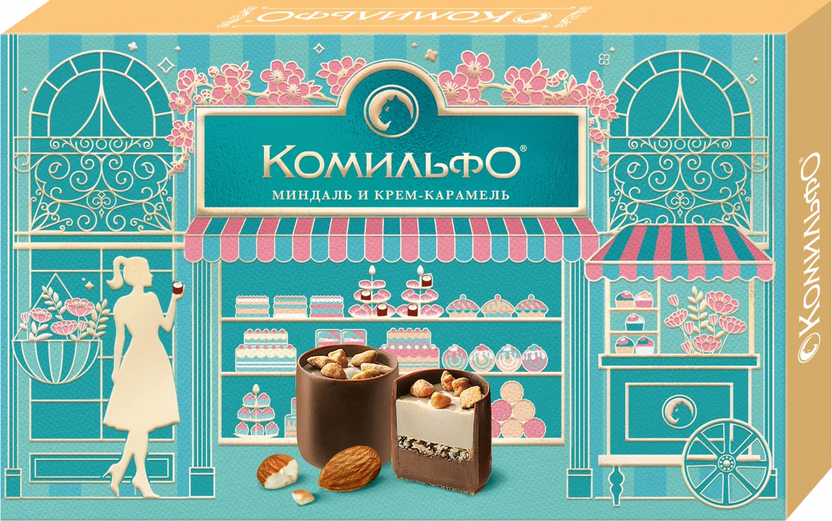 Комильфо®. Миндаль и крем-карамель. Конфеты шоколадные с двухслойной начинкой. 116 г