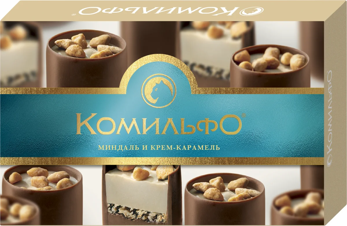 Комильфо®. Миндаль и крем-карамель. Конфеты шоколадные с двухслойной начинкой. 116 г