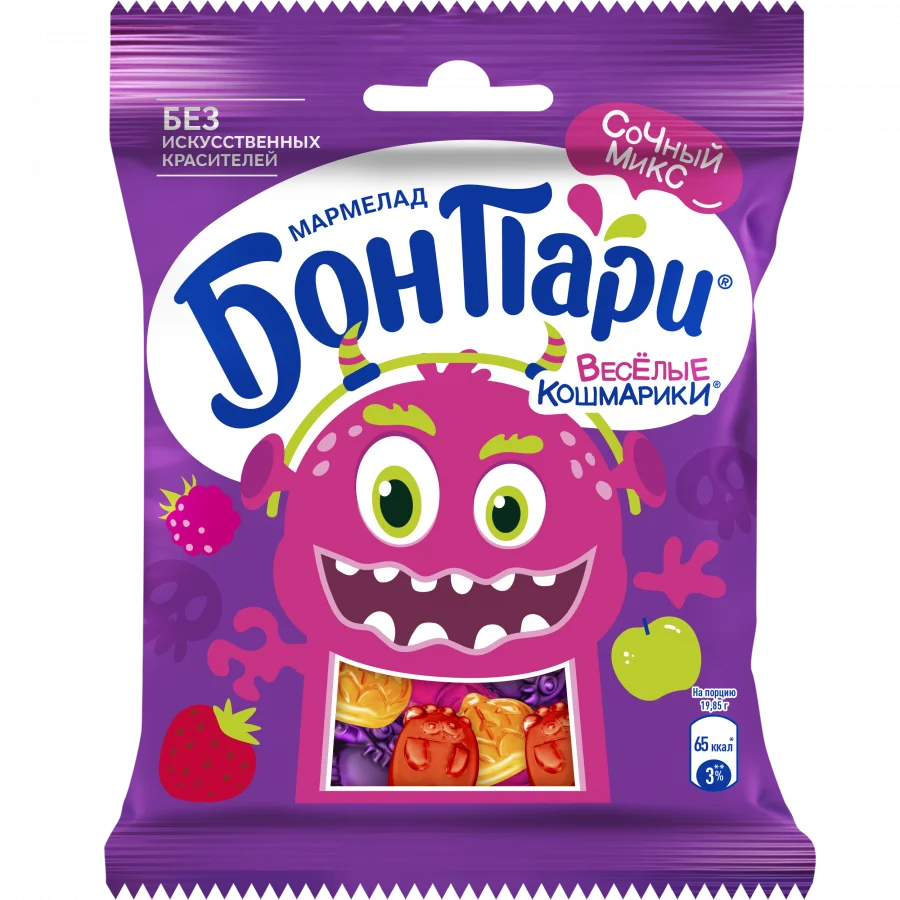 БОН ПАРИ®  ВЕСЕЛЫЕ КОШМАРИКИ ® МАРМЕЛАД ЖЕВАТЕЛЬНЫЙ ФИГУРНЫЙ СО ВКУСОМ ФРУКТОВ 75 г