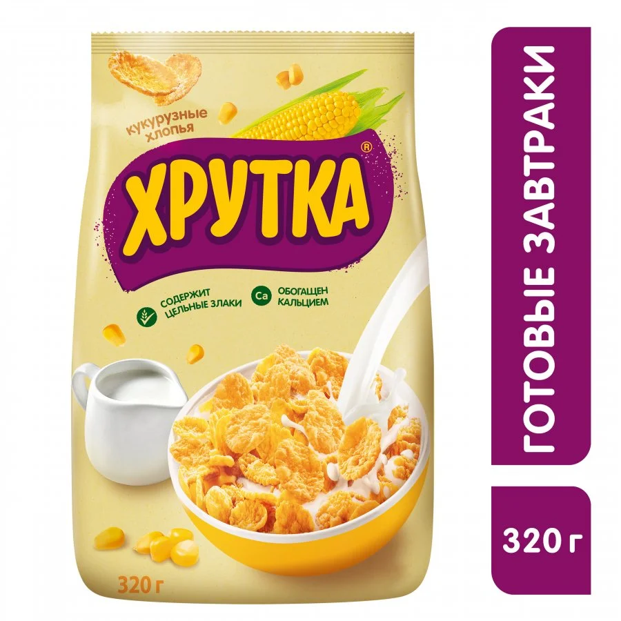 ХРУТКА. Хлопья кукурузные хрустящие, обогащенные кальцием 320 г