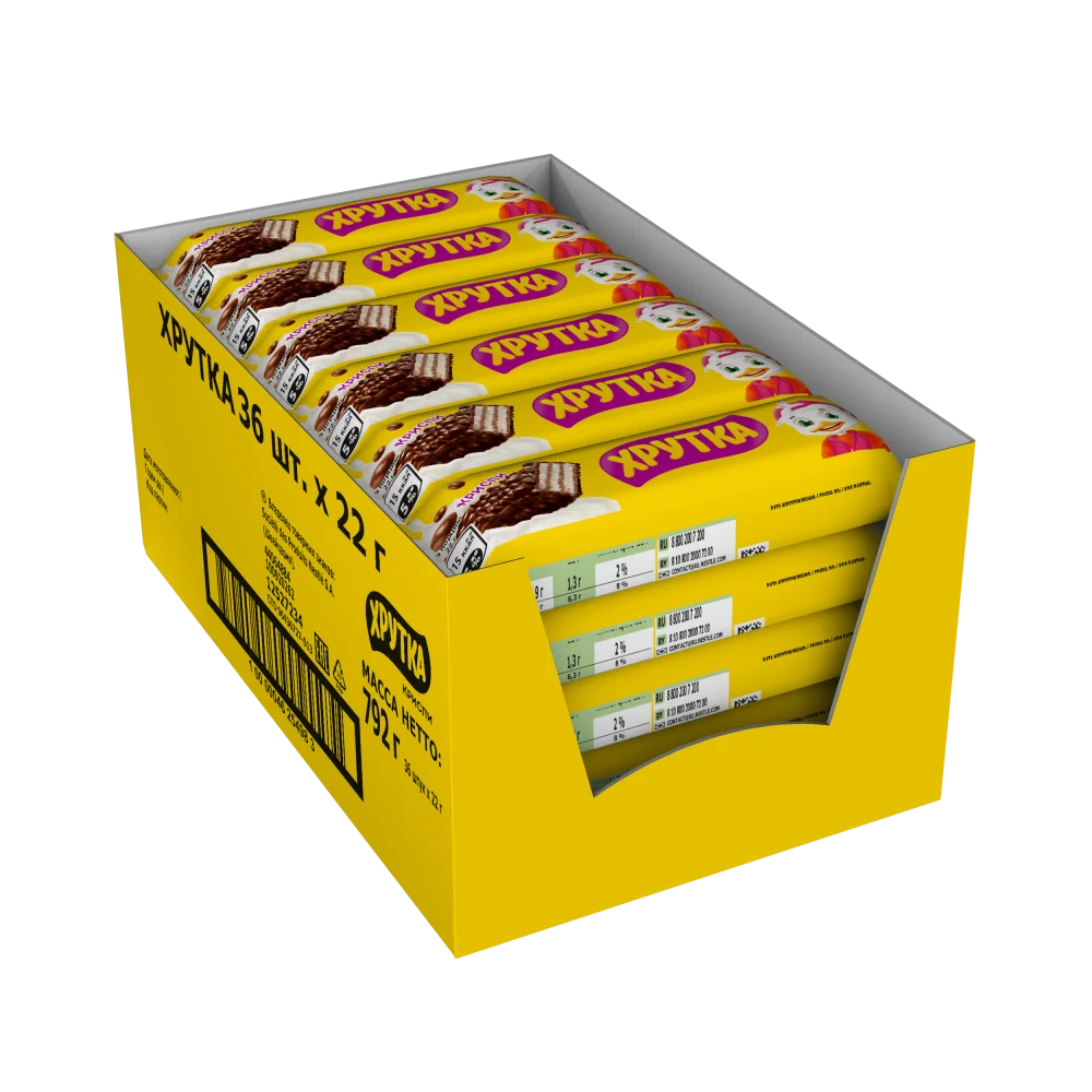 Хрутка. Криспи. Конфета с хрустящей вафлей. Шоколадный батончик с хрустящей вафлей 22г