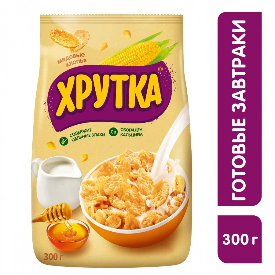 ХРУТКА Хлопья медовые хрустящие, обогащенные кальцием 300 г