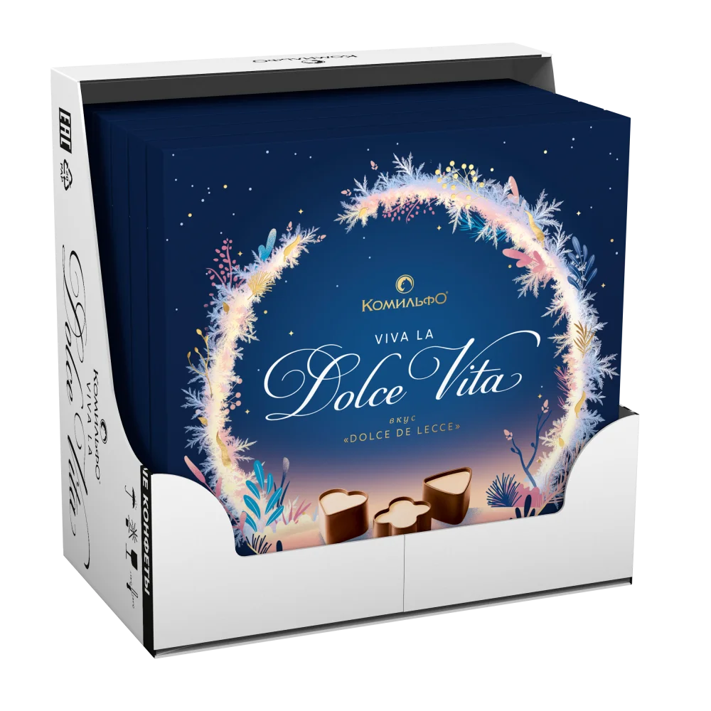 КОМИЛЬФО®  Вкус «ДОЛЬЧЕ ДЕ ЛЕЧЕ». Шоколадные конфеты c нежной кремовой и карамельной начинками со вкусом сливок и с печеньем 168г