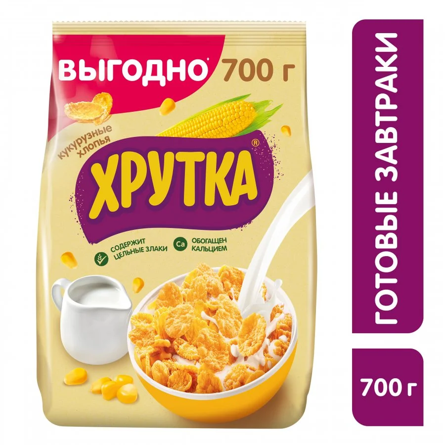ХРУТКА®. Хлопья кукурузные хрустящие, обогащенные кальцием. 700г