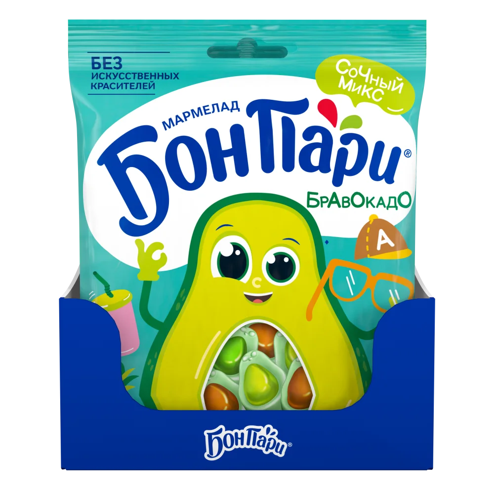 БОН ПАРИ. БРАВОКАДО. Мармелад жевательный фигурный со вкусом фруктов 100г