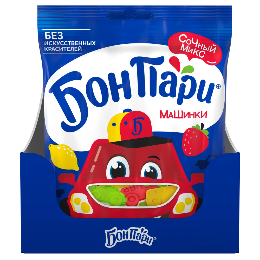 Бон Пари. Машинки. Мармелад жевательный фигурный со вкусом фруктов.