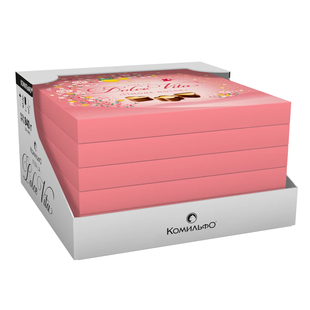 КОМИЛЬФО® Вкус «ЛИМОН ДОЛЬЧЕ». Шоколадные конфеты с нежной кремовой двухслойной начинкой со вкусом сладкого лимона 168 г