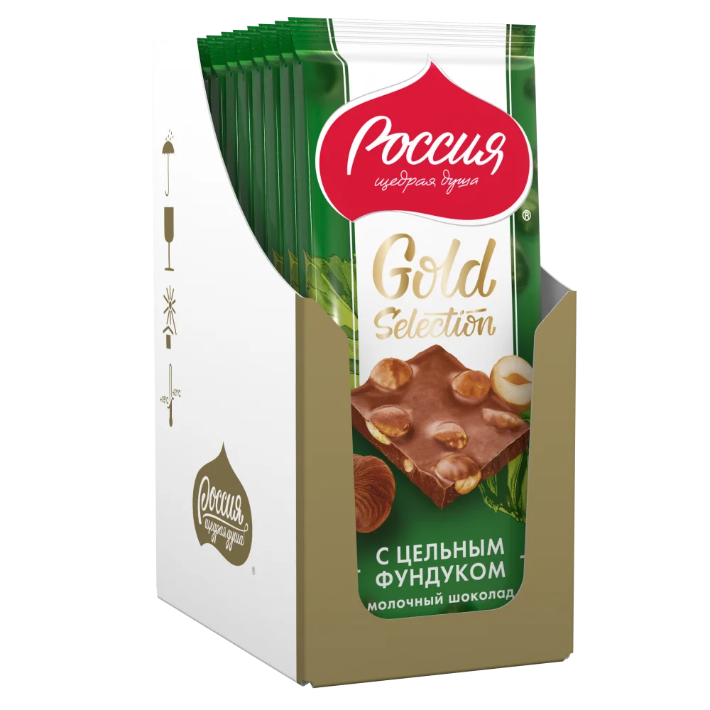 «Россия» - щедрая душа!® Gold Selection. Молочный шоколад с фундуком. 85г