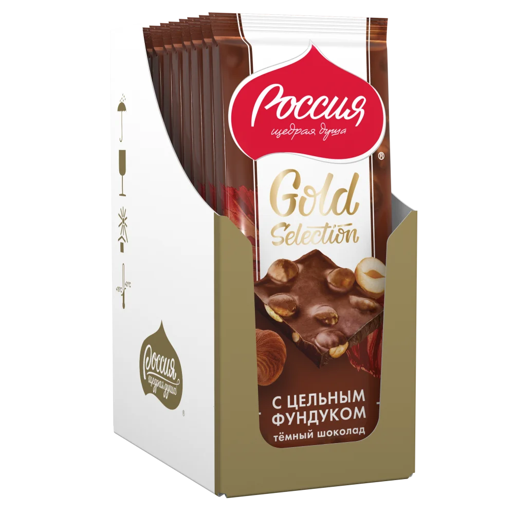 «Россия» - щедрая душа!® Gold Selection. Темный шоколад с фундуком.85г