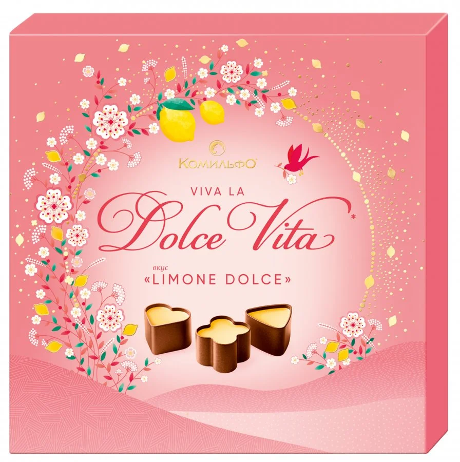 КОМИЛЬФО® Вкус «ЛИМОН ДОЛЬЧЕ». Шоколадные конфеты с нежной кремовой двухслойной начинкой со вкусом сладкого лимона 168 г