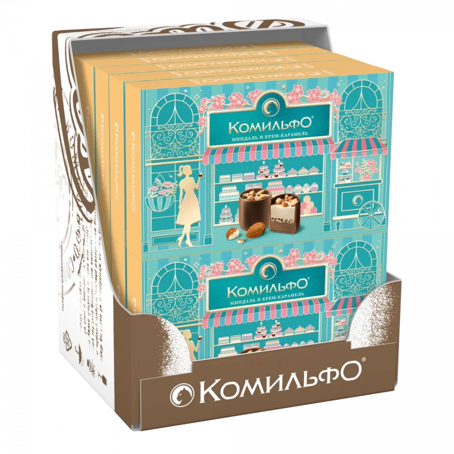 Комильфо®. Миндаль и крем-карамель. Конфеты шоколадные с двухслойной начинкой. 116 г
