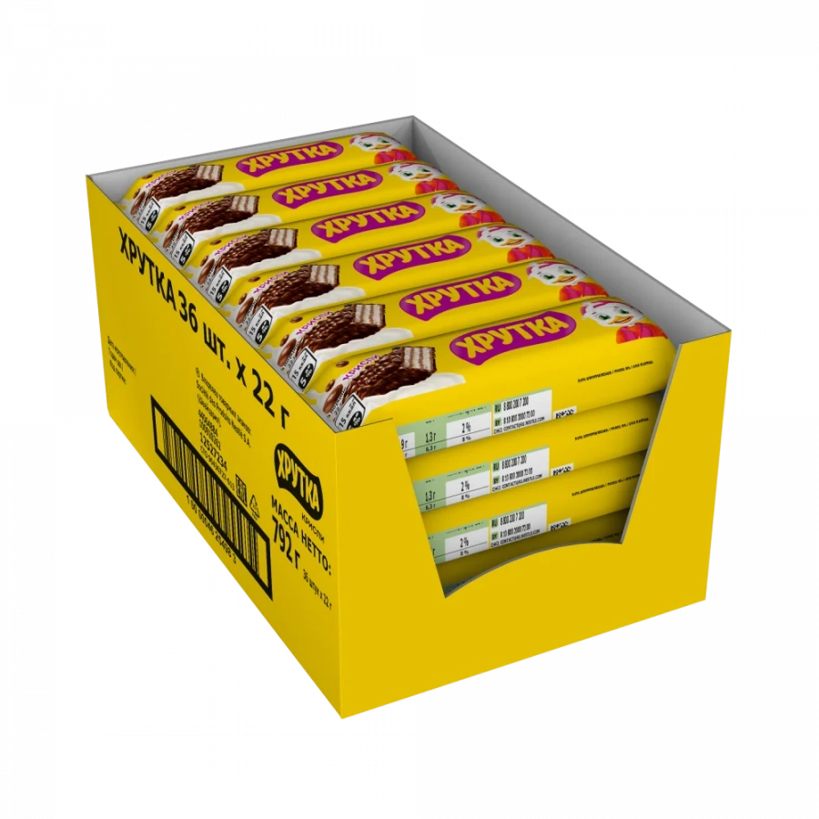 Хрутка. Криспи. Конфета с хрустящей вафлей. Шоколадный батончик с хрустящей вафлей 22г