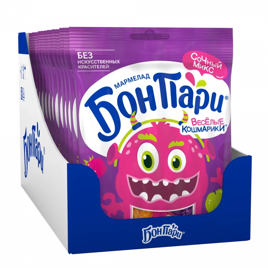 БОН ПАРИ®  ВЕСЕЛЫЕ КОШМАРИКИ ® МАРМЕЛАД ЖЕВАТЕЛЬНЫЙ ФИГУРНЫЙ СО ВКУСОМ ФРУКТОВ 75 г
