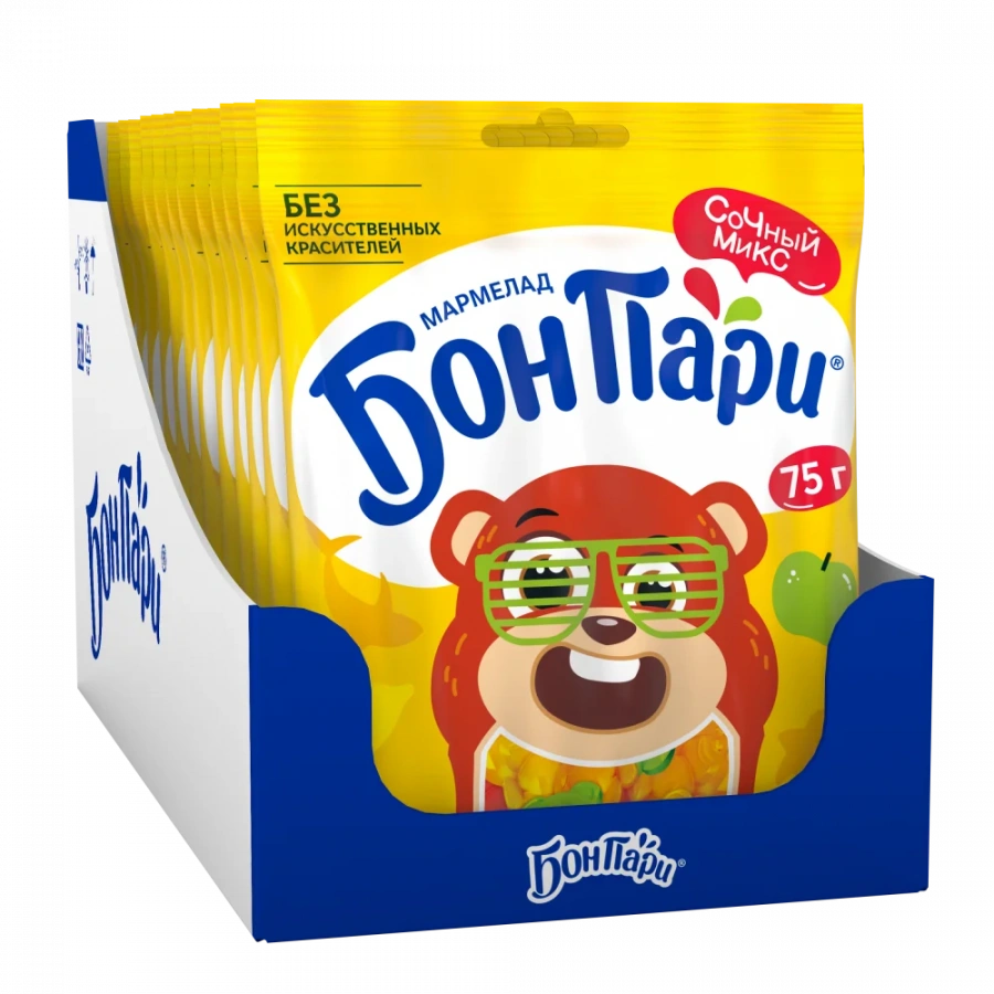 БОН ПАРИ® ЗАБАВНЫЙ МЕДВЕЖОНОК ®. Мармелад жевательный фигурный со вкусом фруктов. 75г