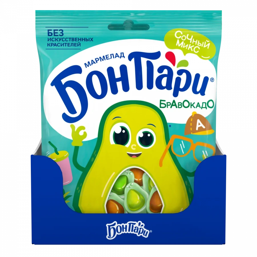 БОН ПАРИ. БРАВОКАДО. Мармелад жевательный фигурный со вкусом фруктов 100г