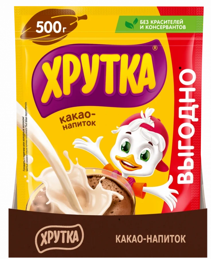 ХРУТКА. Пакет 500г. Какао-напиток быстрорастворимый для питания детей дошкольного и школьного возраста.