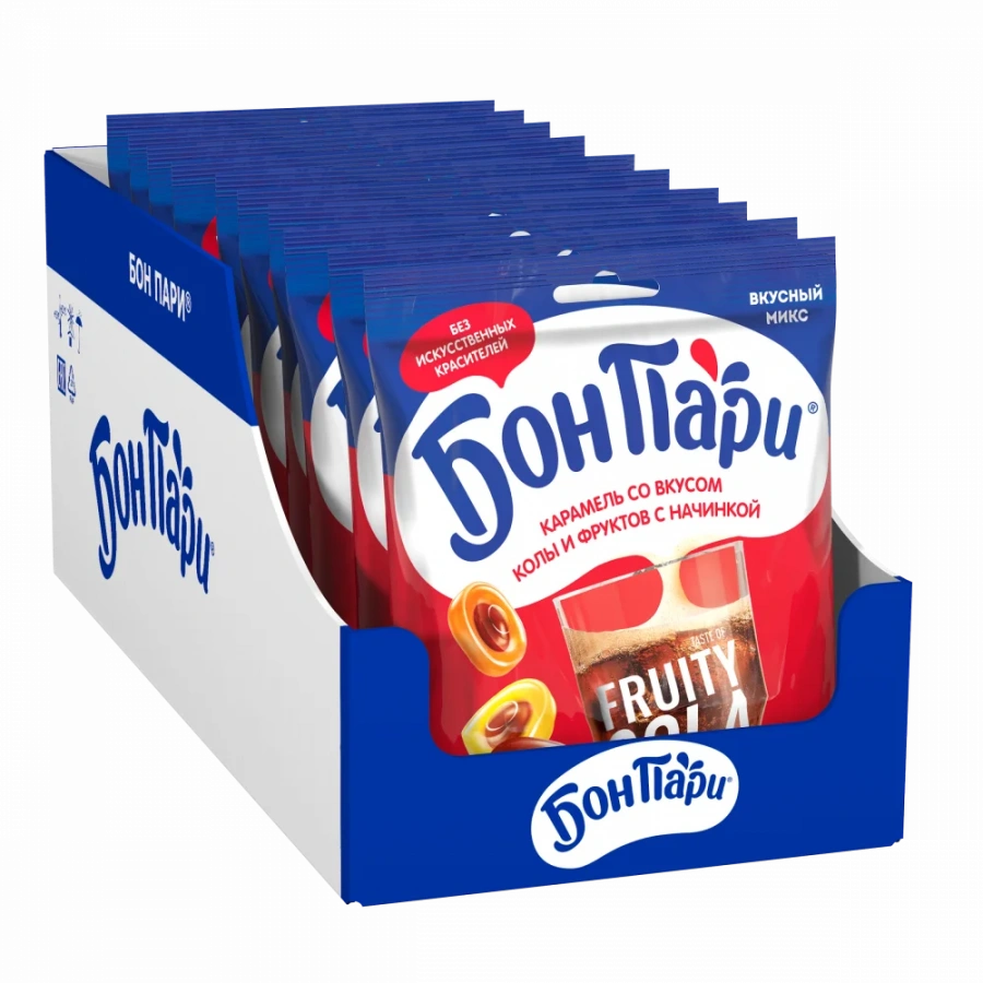 БОН ПАРИ®. Taste of Fruity Cola. Карамель со вкусом колы и фруктов с начинкой 200 г