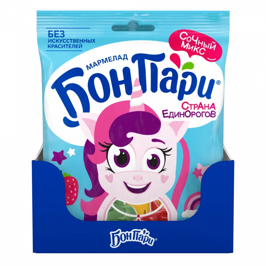 БОН ПАРИ®  СТРАНА ЕДИНОРОГОВ. Мармелад жевательный фигурный со вкусом фруктов 100 г