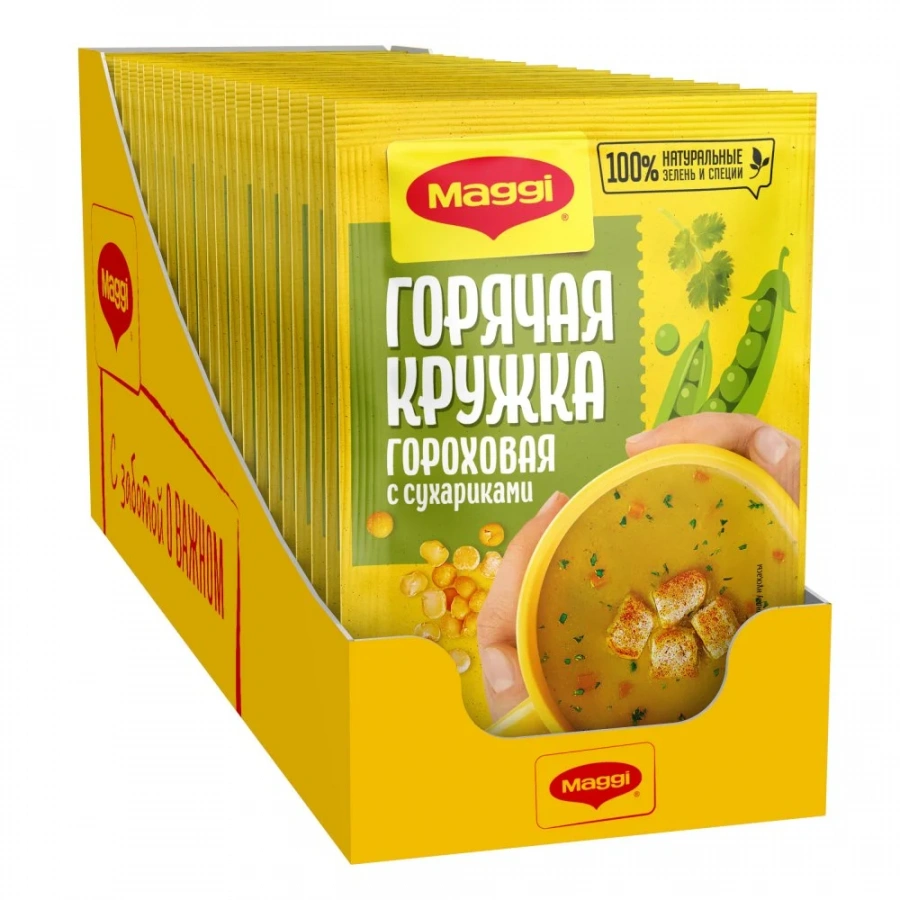 МАГГИ®. Горячая кружка®. Гороховая с сухариками. Суп моментального приготовления. 19г